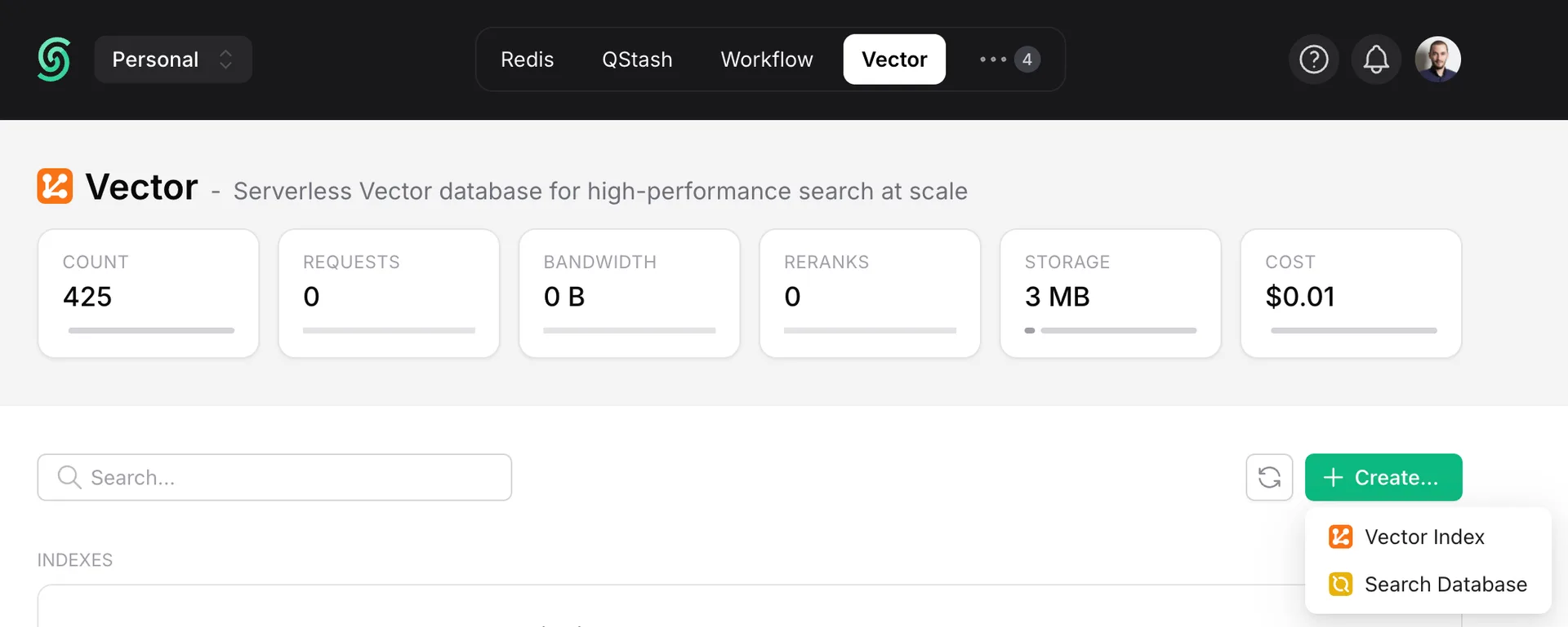 Create a Search database